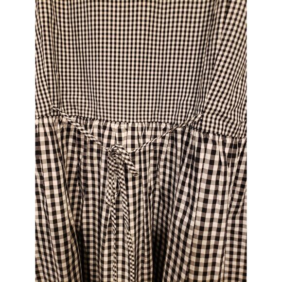 Madewell Gingham Shift Dress Black White Large Ruffle Sleeveless - Picture 6 of 9